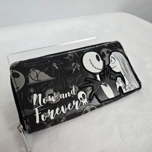 Disney Nightmare Before Christmas Wallet Black White Now and Forever Zip Around - Picture 13 of 13